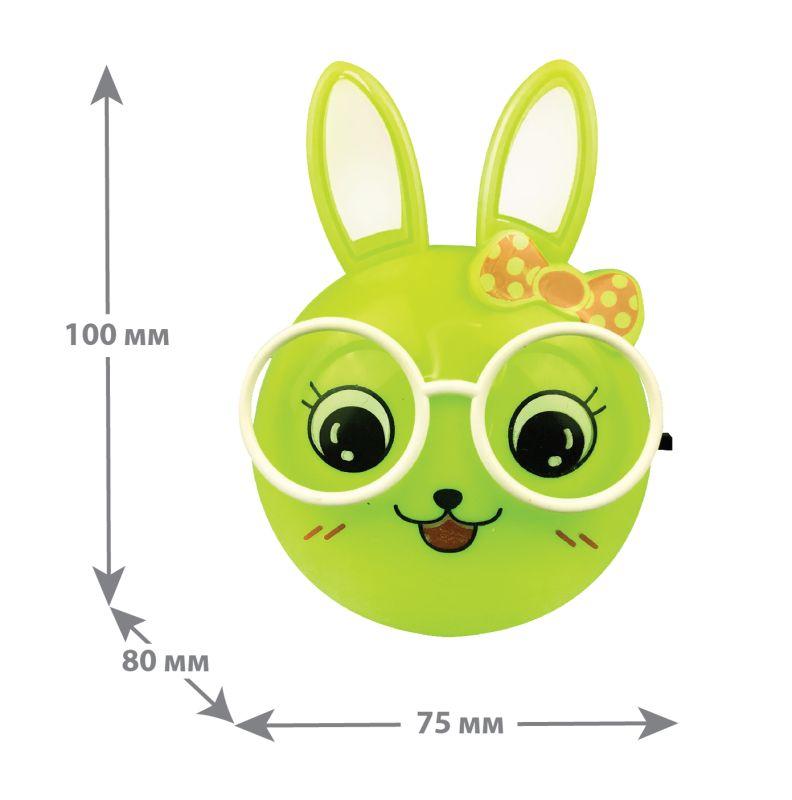 Светильник светодиодный NL-241 "Зайцы очкарики" 220В ночник с выкл. зел. Camelion 13816