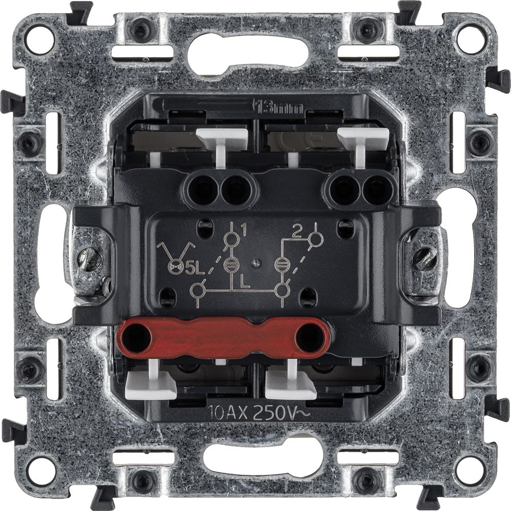 Механизм выключателя 2-кл. СП Valena Life 10А IP20 250В 10AX с подсветкой с лиц. панелью сл. кость Leg 752528