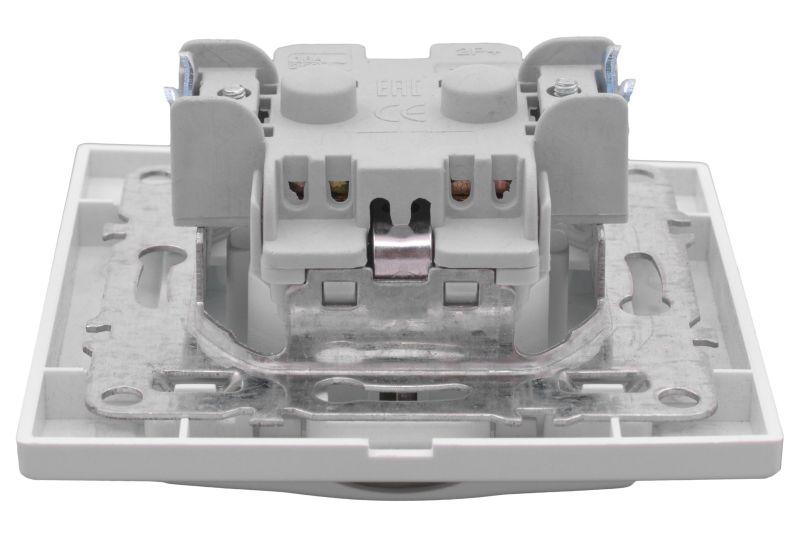 Розетка 1-м СП Минск 16А IP20 с заземл. защ. шторки с крышкой бел. Basic EKF ERR16-029-100