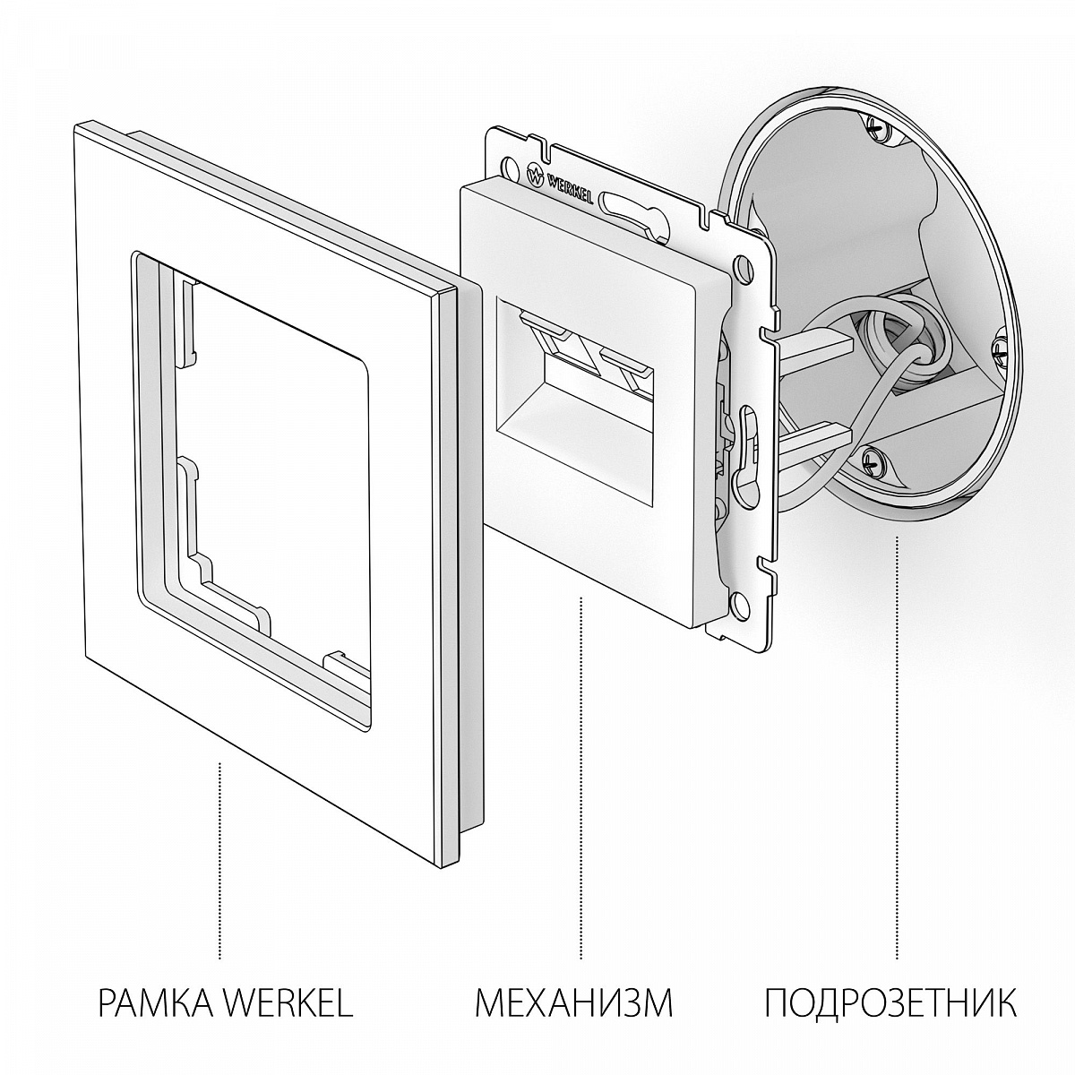 Розетка телефонная RJ-11 и Еthernet RJ-45 (серо-коричневый) WL07-RJ11+RJ45